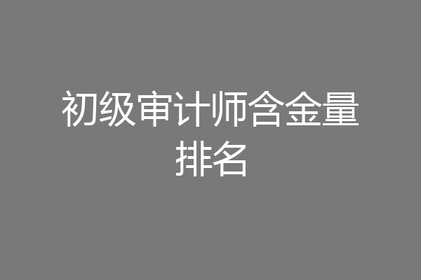 初级审计师含金量排名