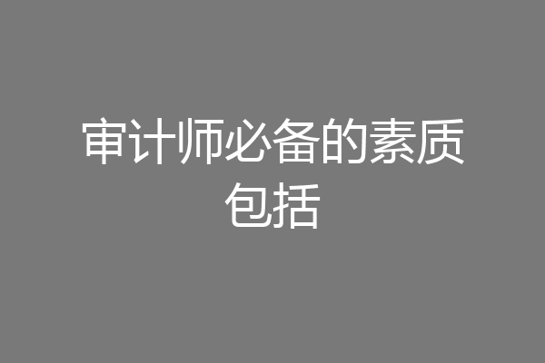 审计师必备的素质包括