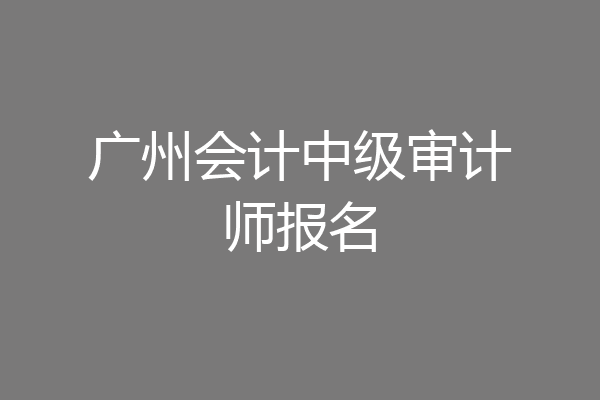 广州会计中级审计师报名