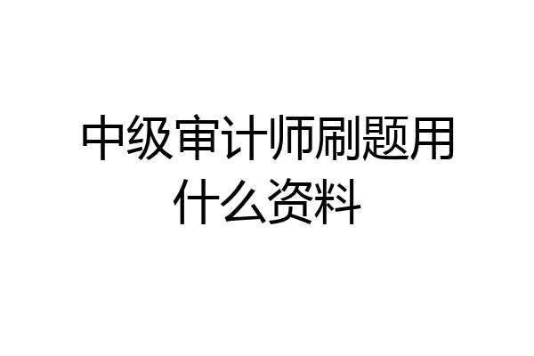 中级审计师刷题用什么资料