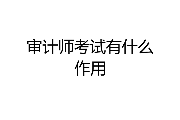 审计师考试有什么作用