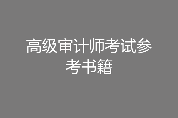 高级审计师考试参考书籍