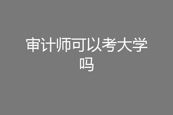 审计师可以考大学吗