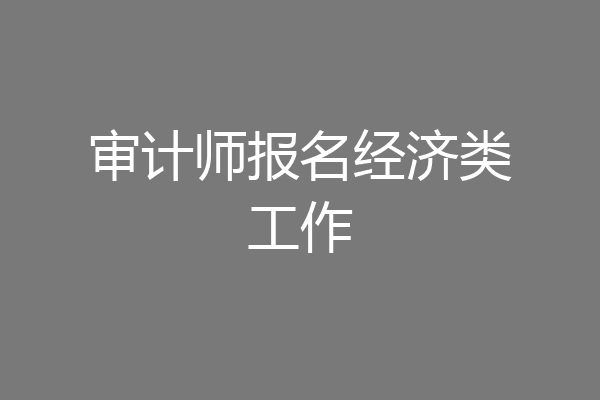 审计师报名经济类工作