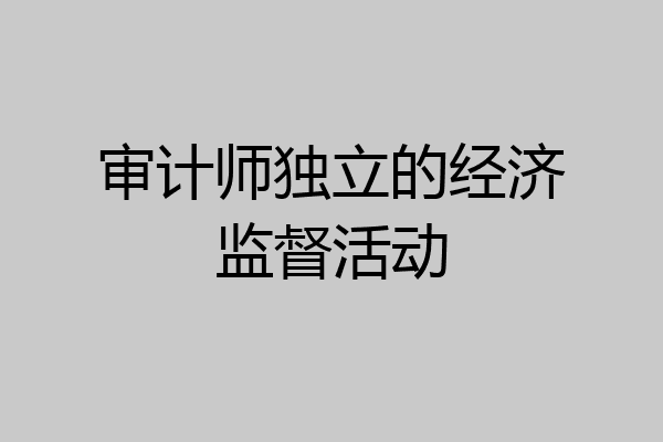 审计师独立的经济监督活动