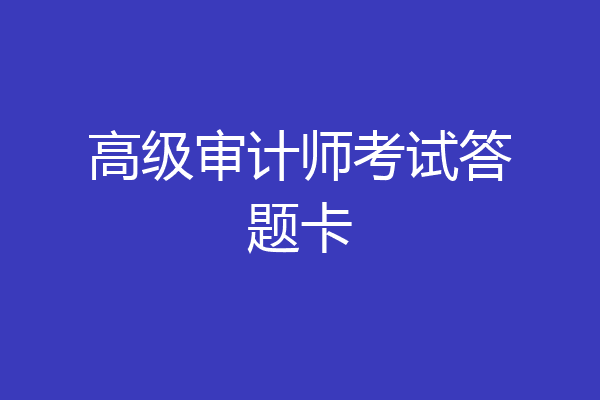 高级审计师考试答题卡