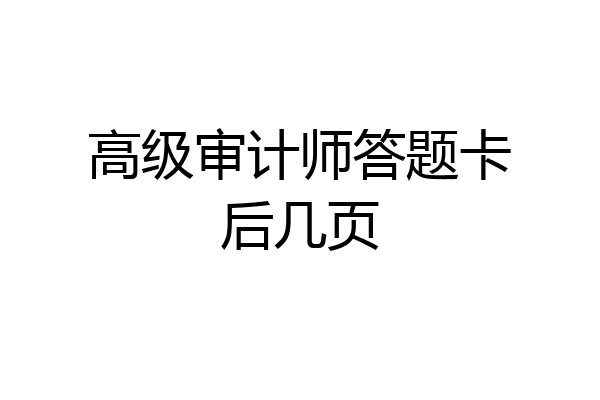 高级审计师答题卡后几页