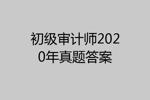 初级审计师2020年真题答案