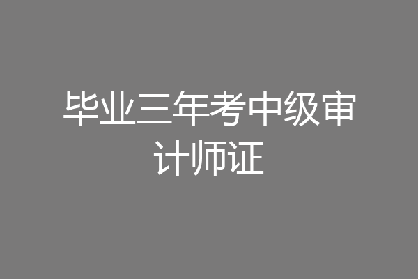 毕业三年考中级审计师证