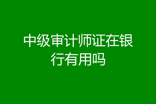 中级审计师证在银行有用吗