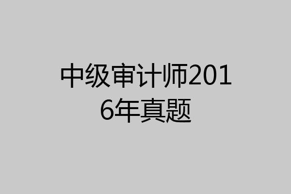 中级审计师2016年真题