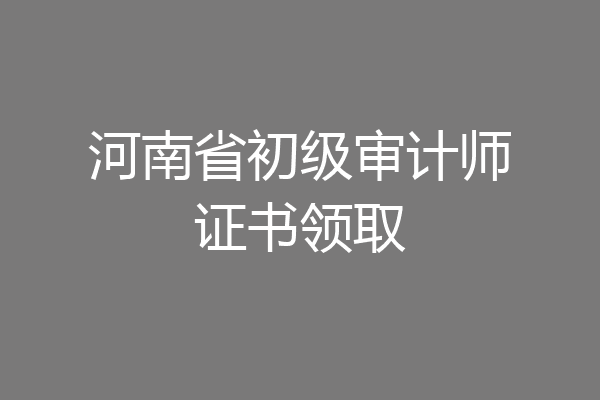 河南省初级审计师证书领取