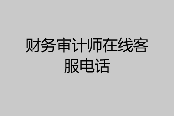 财务审计师在线客服电话