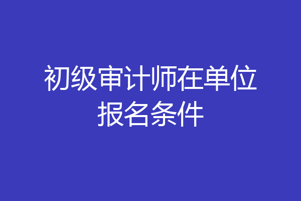 初级审计师在单位报名条件