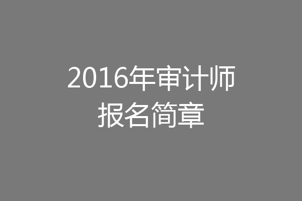 2016年审计师报名简章
