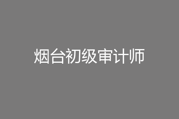 烟台初级审计师