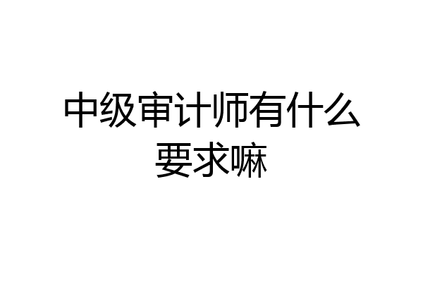 中级审计师有什么要求嘛