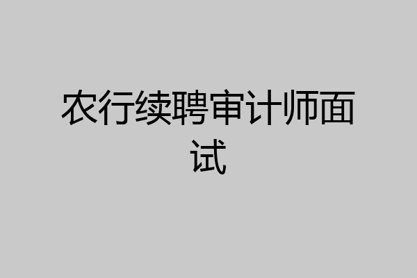 农行续聘审计师面试