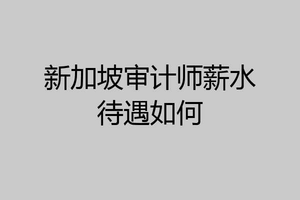 新加坡审计师薪水待遇如何