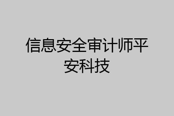 信息安全审计师平安科技