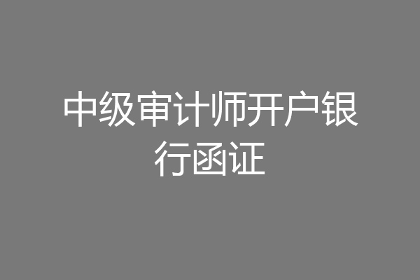 中级审计师开户银行函证