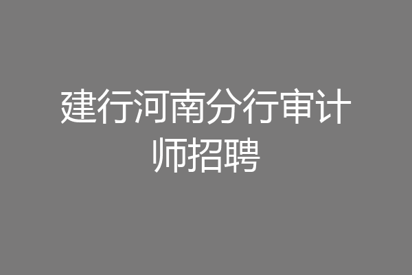 建行河南分行审计师招聘