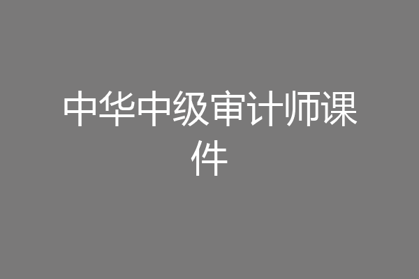 中华中级审计师课件