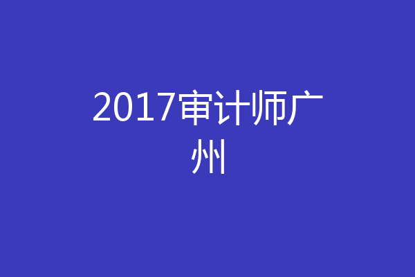 2017审计师广州