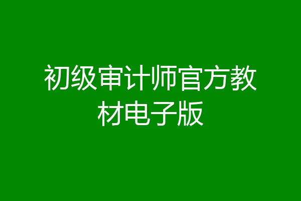 初级审计师官方教材电子版