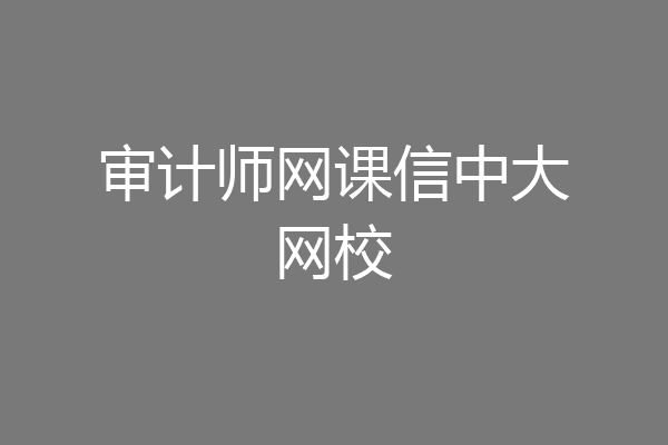审计师网课信中大网校