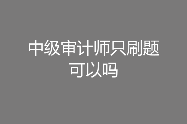 中级审计师只刷题可以吗