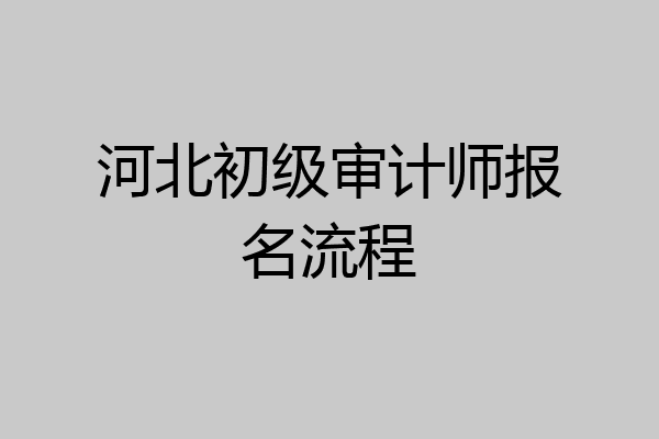 河北初级审计师报名流程