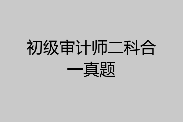 初级审计师二科合一真题