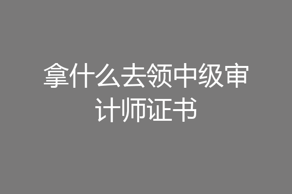 拿什么去领中级审计师证书