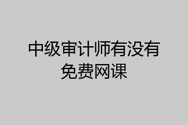 中级审计师有没有免费网课