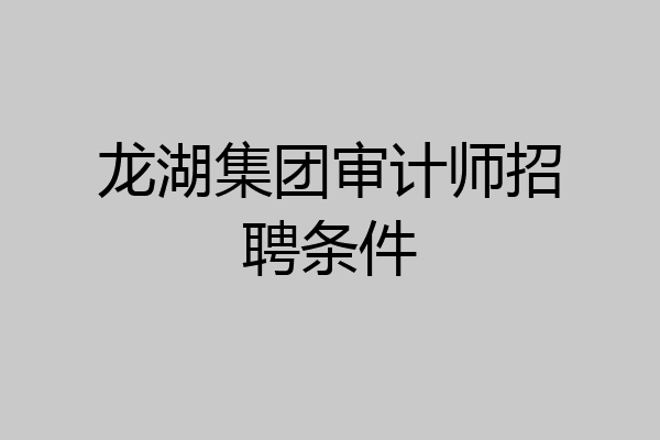 龙湖集团审计师招聘条件