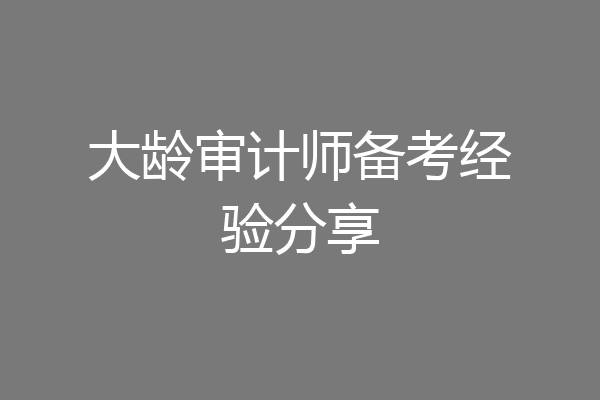 大龄审计师备考经验分享