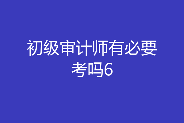 初级审计师有必要考吗6