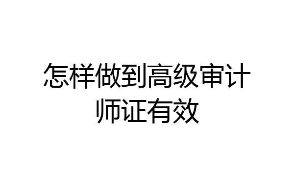 怎样做到高级审计师证有效