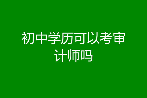 初中学历可以考审计师吗