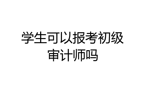 学生可以报考初级审计师吗