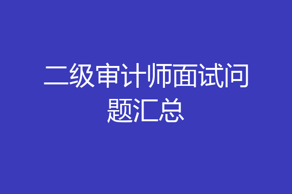 二级审计师面试问题汇总