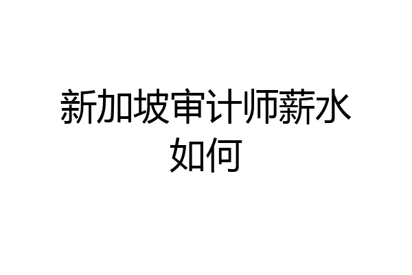 新加坡审计师薪水如何