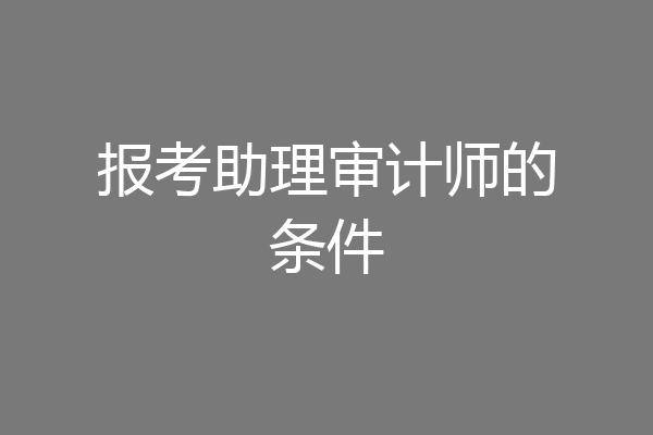 报考助理审计师的条件