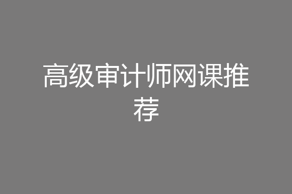 高级审计师网课推荐