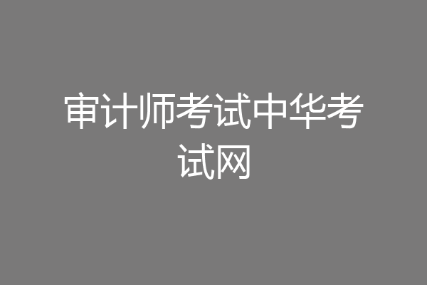 审计师考试中华考试网