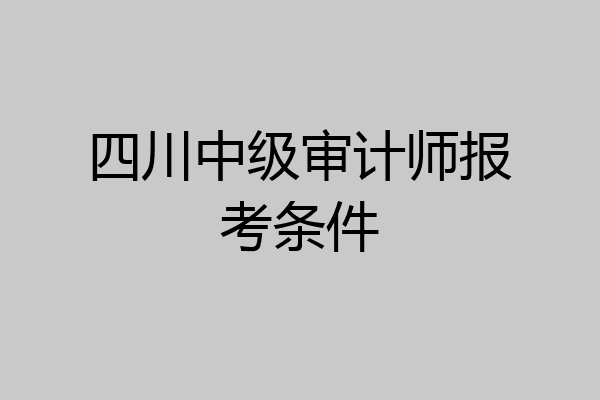 四川中级审计师报考条件