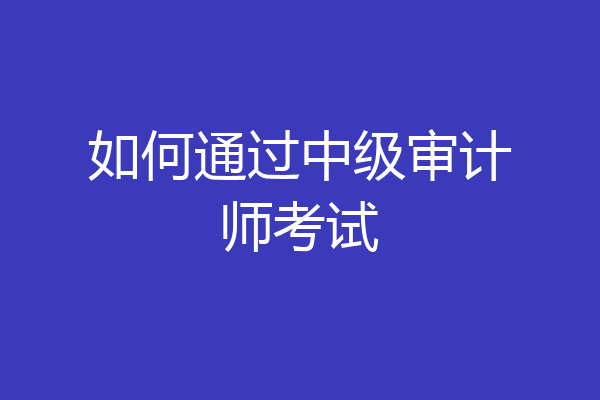 如何通过中级审计师考试