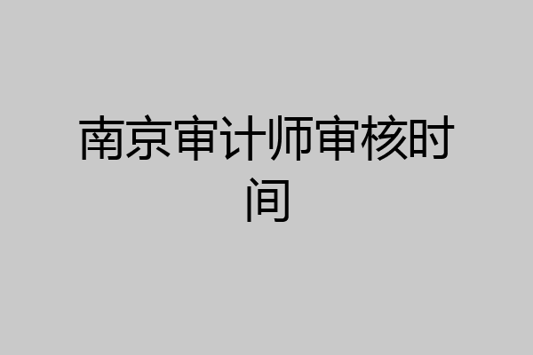 南京审计师审核时间