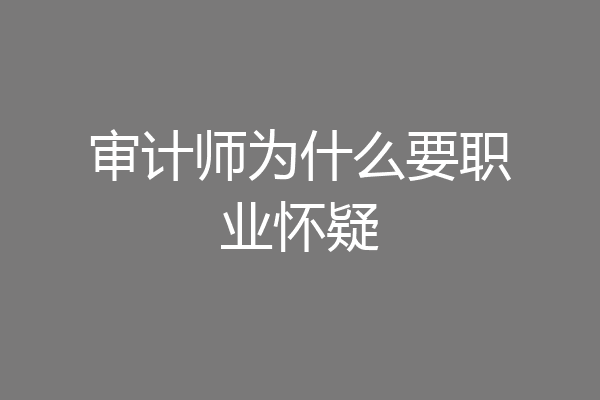 审计师为什么要职业怀疑